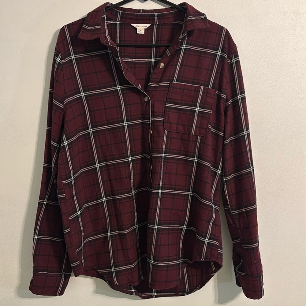 Aeropostale Red and Black Flannel